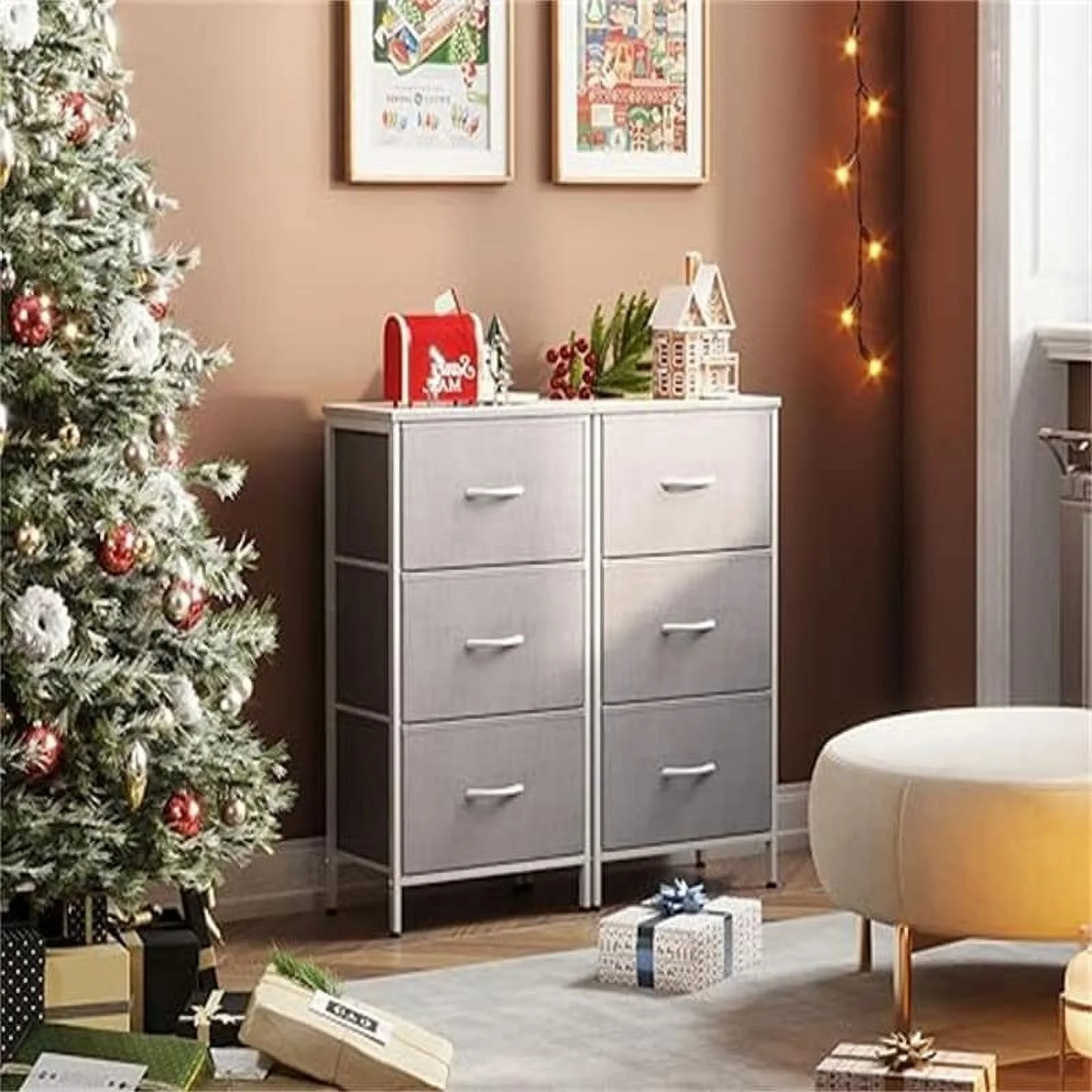 Dresser for Bedroom Nightstand Small Light Grey