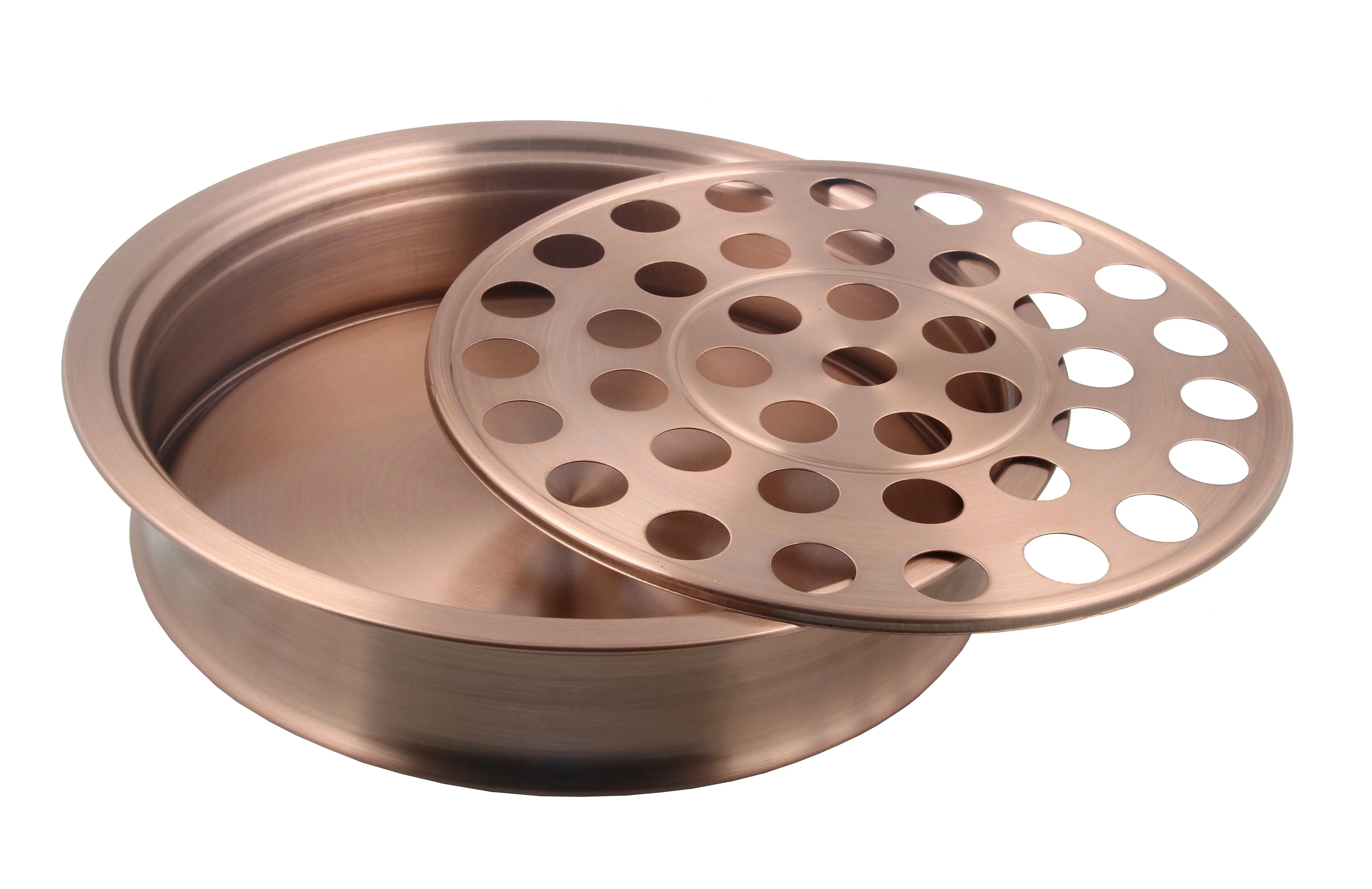 Communion Ware 5 Holy Wine Serving Trays with a Lid & 3 Stacking Bread Plates with a Lid Stainless Steel - (Copper)