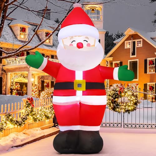 GOOSH 5 FT Christmas Inflatables Santa Claus Outdoor Decorations Blow Up Yard Standing Santa with Built-in LEDs for Holiday Party Xmas Yard Garden Lawn Decor