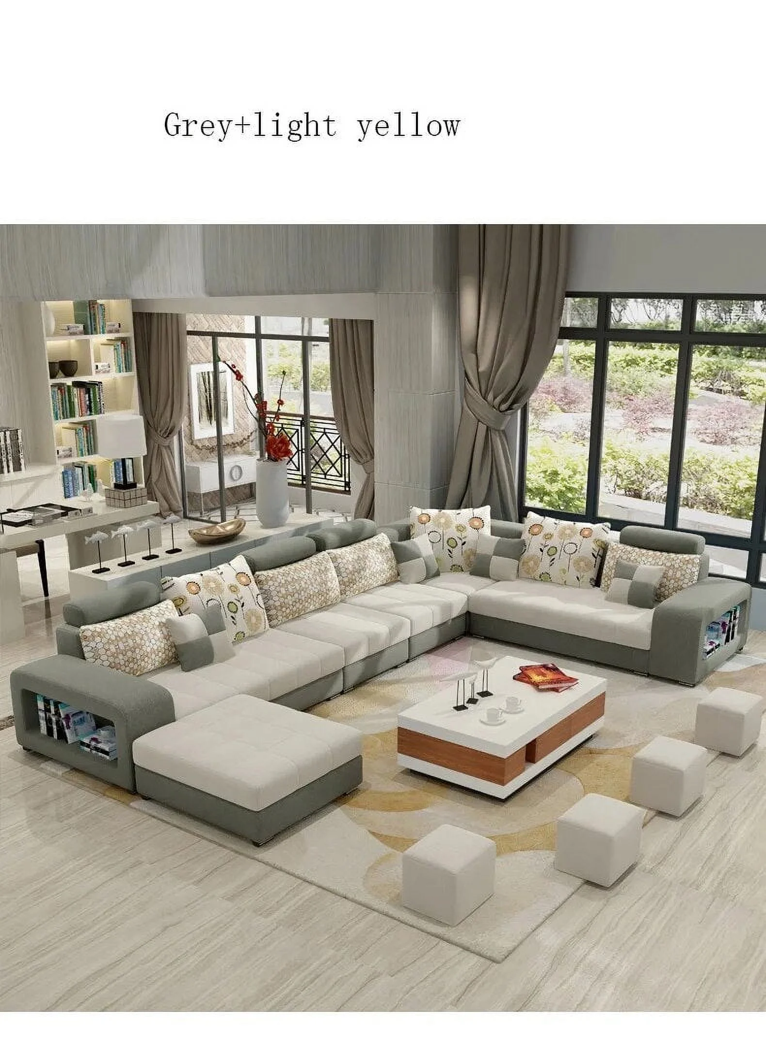 Living Room Furniture Modern Fabric Sofa European Sectional  Set 1909