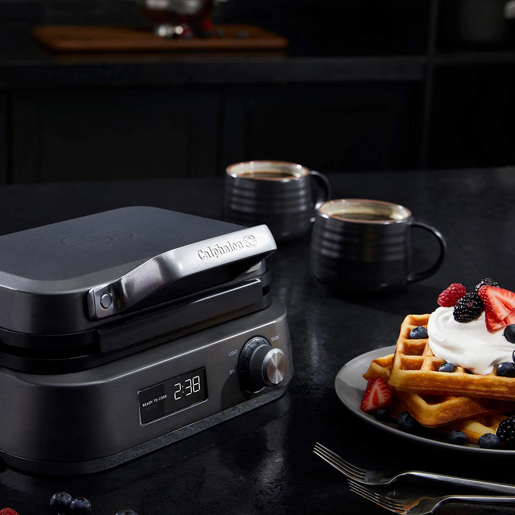 Calphalon Intellicrisp Waffle Maker, Dark Stainless Steel