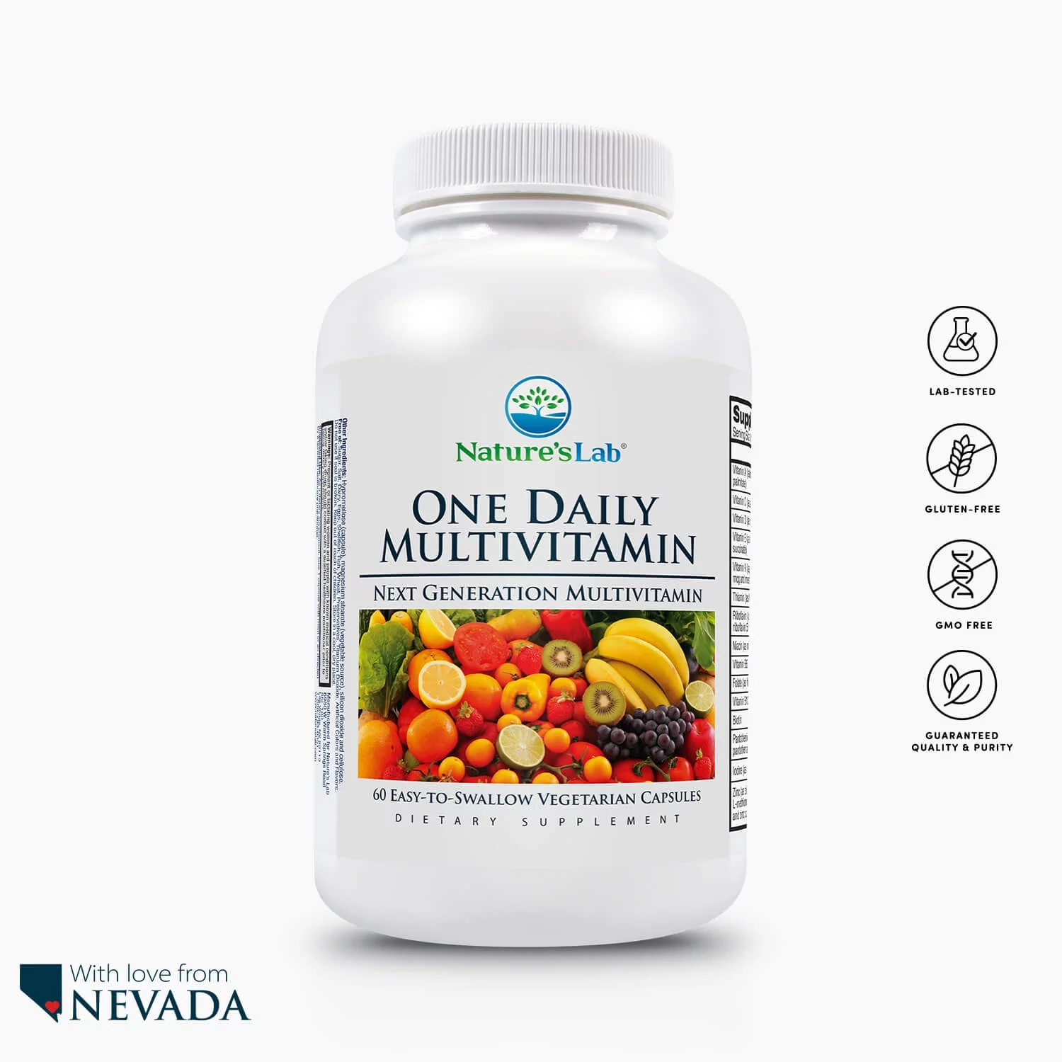 Nature's Lab One Daily Multivitamin - 60 Capsules (2 Month Supply) - Contains 19 Essential Vitamins & Minerals including Vitamin C, D3 & Zinc