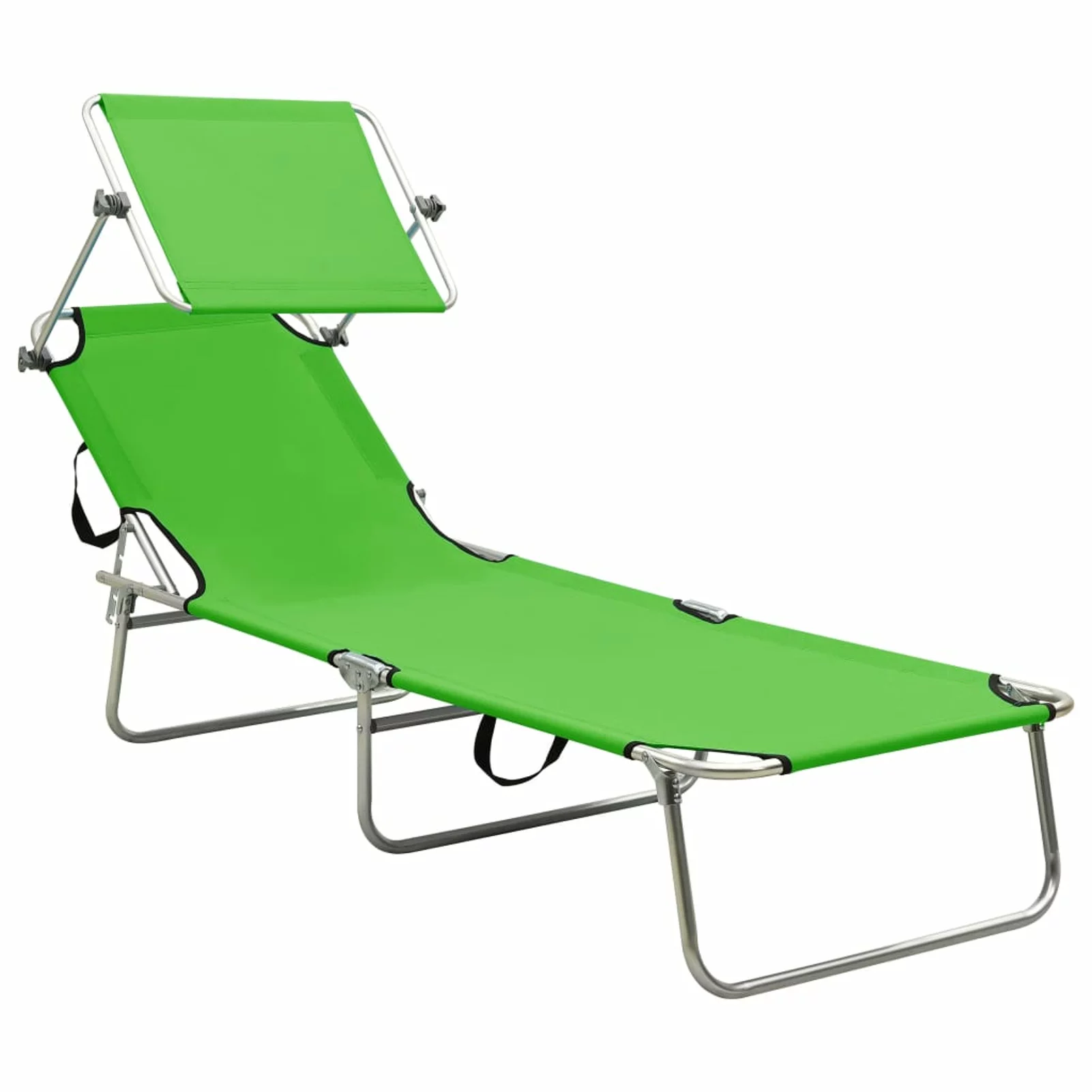 moobody Outdoor Sun Lounger with Adjustable Canopy and Backrest Foldable Lounge Chaise Chair Green Patio Pool Deck Backyard Garden Furniture 74.4