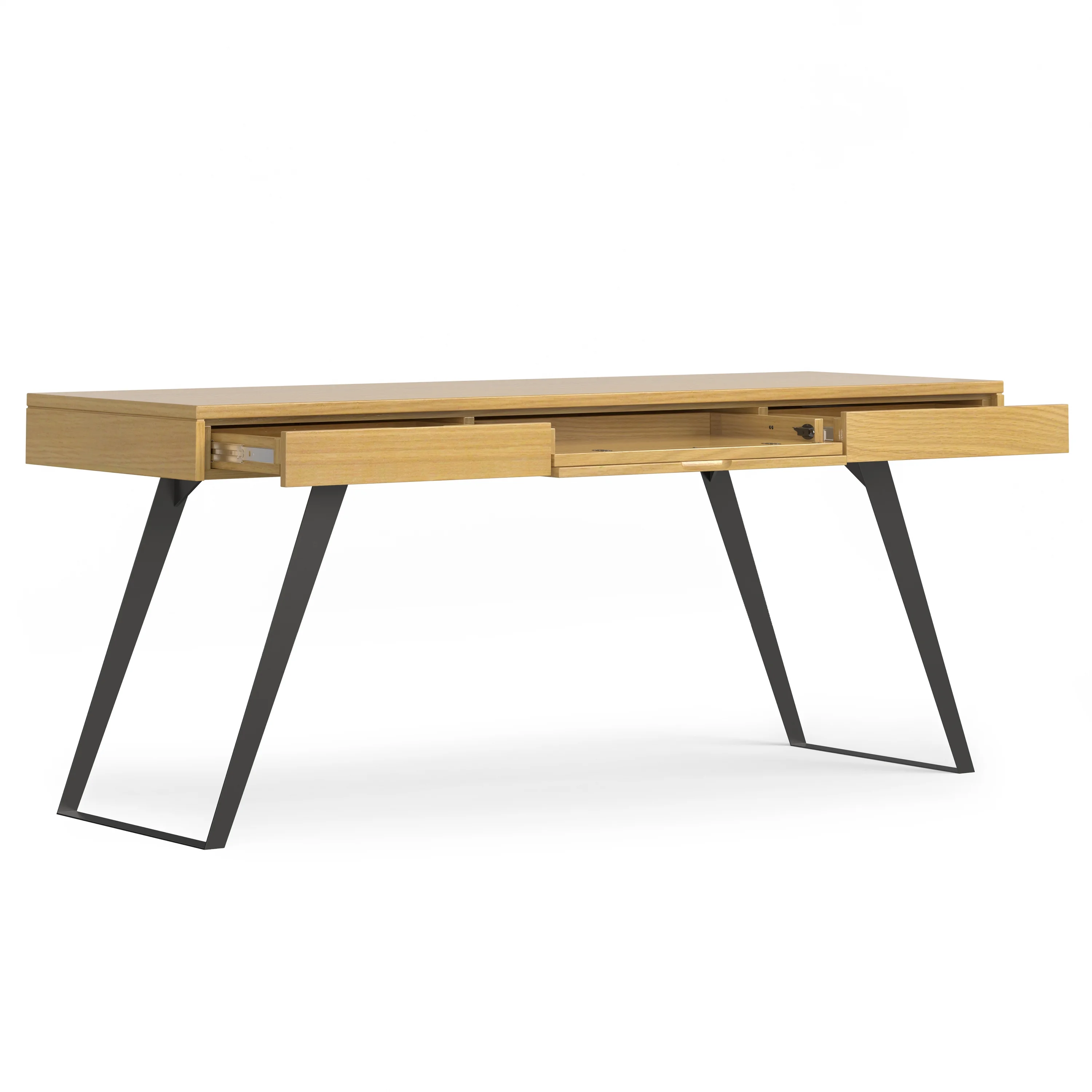 Simpli Home Lowry Modern Industrial 72 inch Wide Large Desk in Oak