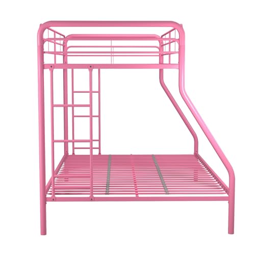 DHP Twin-Over-Futon Convertible Couch and Bed with Metal Frame, Ladder and Guardrails - Black