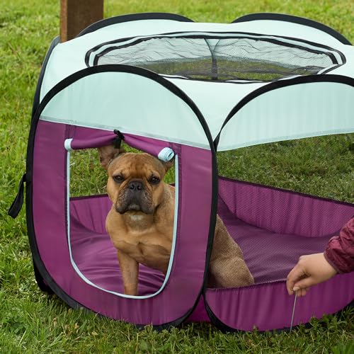 Furhaven Portable Dog Playpen Cat Tent, Pet playground/kennel foldable indoor outdoor zippered puppy crate - Gray, Extra Large