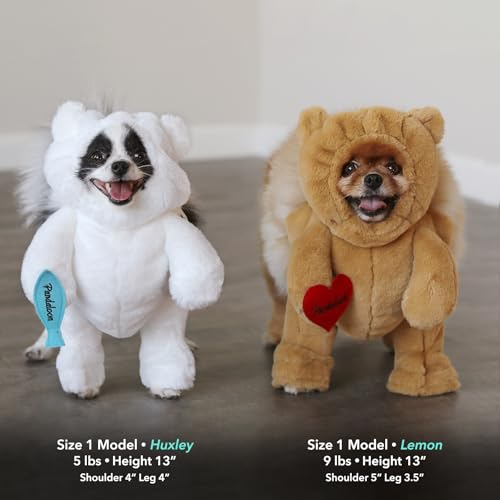 Pandaloon Polar Bear Dog Halloween Costumes for Small Dogs - AS SEEN ON Shark Tank - Walking White Bear with Arms (Size 1 (13-14 in Total Height))