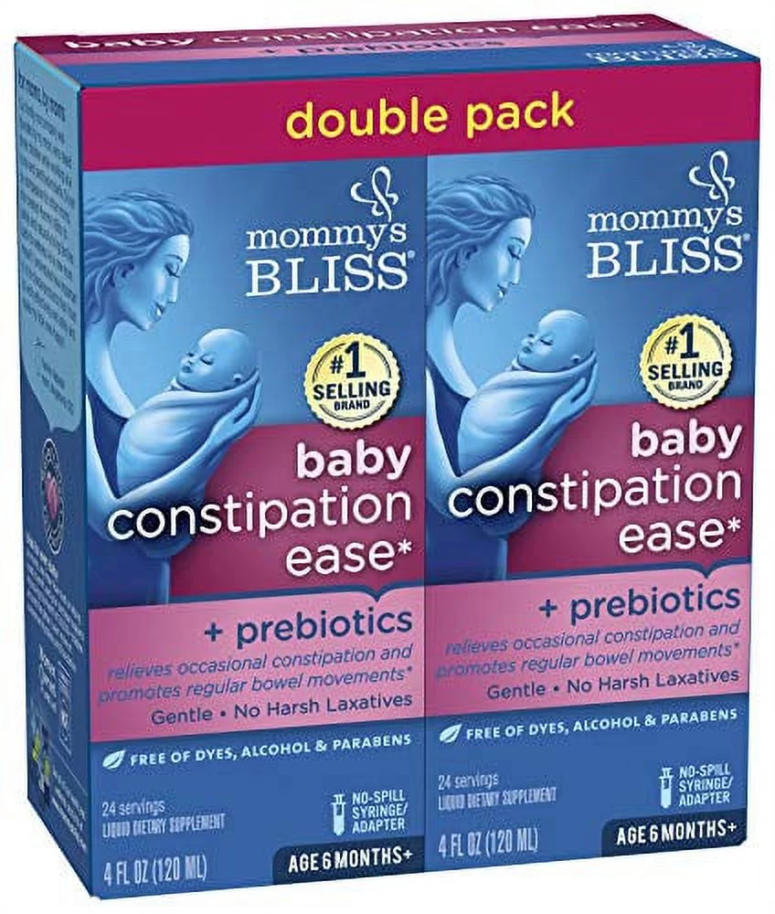 Mommy's Bliss Baby Constipation Ease with Prebiotics, Promotes Regular Bowel Movements, Gentle, No Harsh Laxatives, Age 6 Months+, 4 Fl Oz (Pack of 2), 8.0 Fl Oz