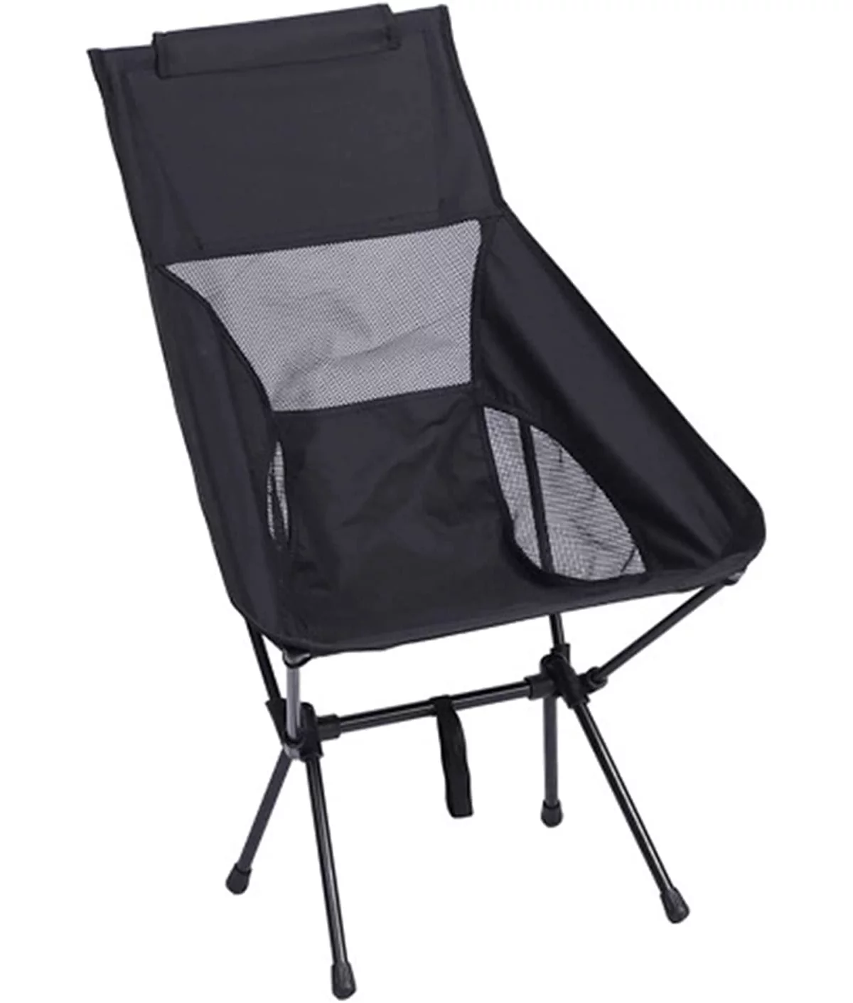 Meromore High Back Camping Chair for Adults Heavy Duty, Outdoor Patio Furniture Folding Chair Portable with Breathable Mesh for Fishing Camping Hunting Lawn Beach, Black
