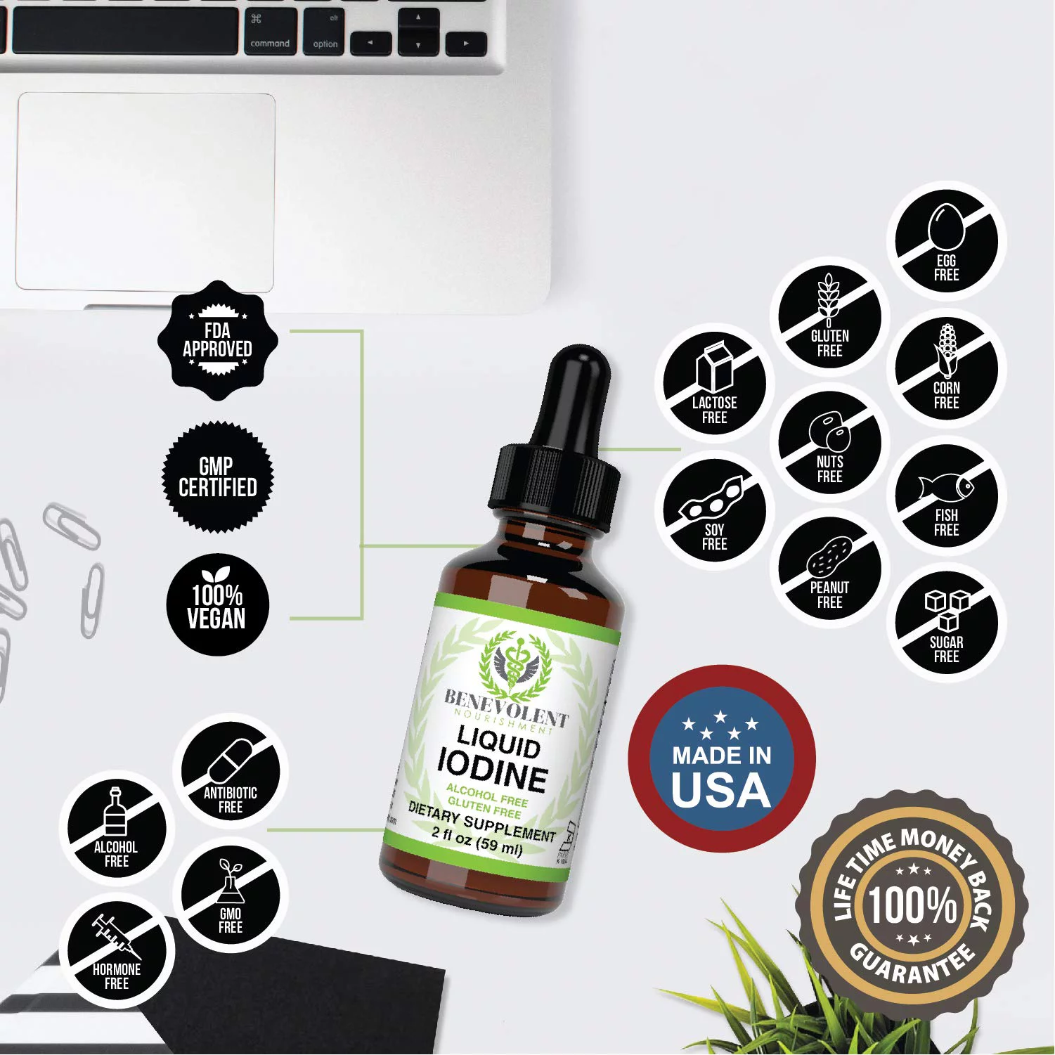 Liquid Iodine Potassium Drops - 1300 Servings | Large 2oz Bottle | Great Taste..