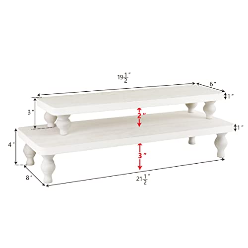 Ikee Design 2 Pcs Set Wooden Display Riser, Cupcake Dessert Display Riser, Countertop Centerpiece Dessert Serving Stand, Artificial Plant Stand for Garden Decor, Coffee Color