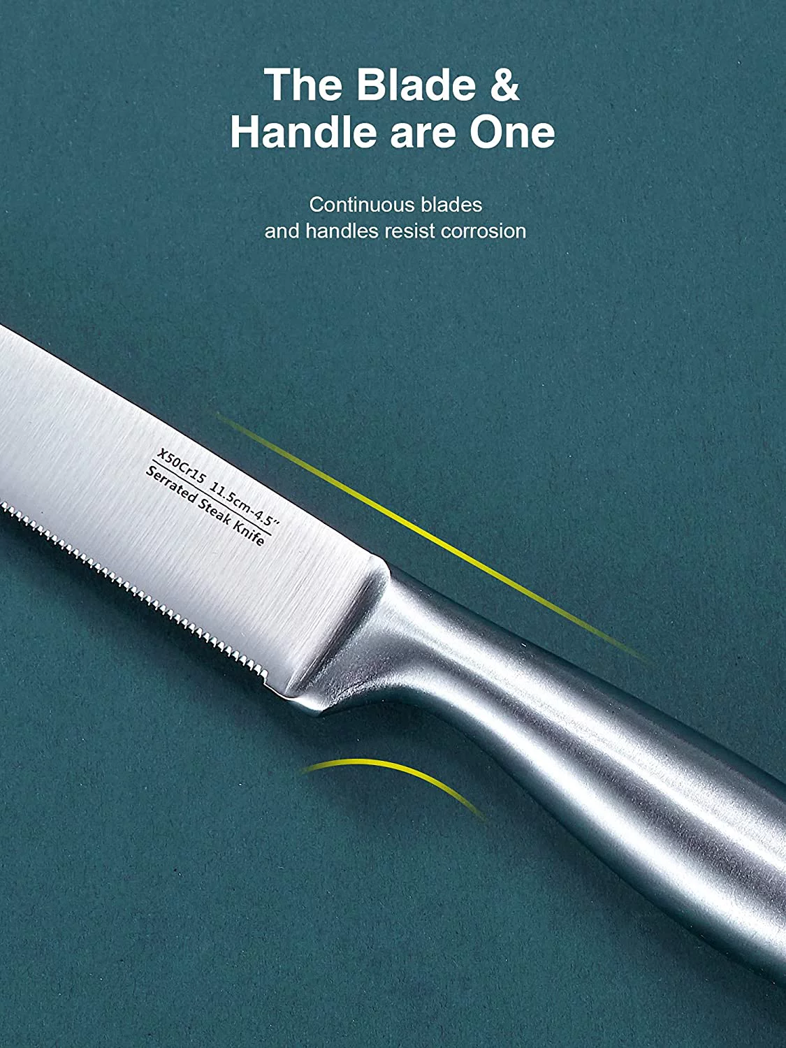 Steak Knives, Serrated Steak Knives with Gift Box, Stainless Steel Kitchen Steak Knife Set of 8, Silver