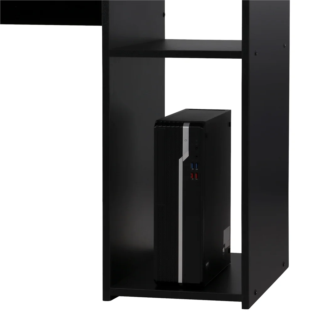 Yaheetech Computer Desk with Drawer & Shelves, Black