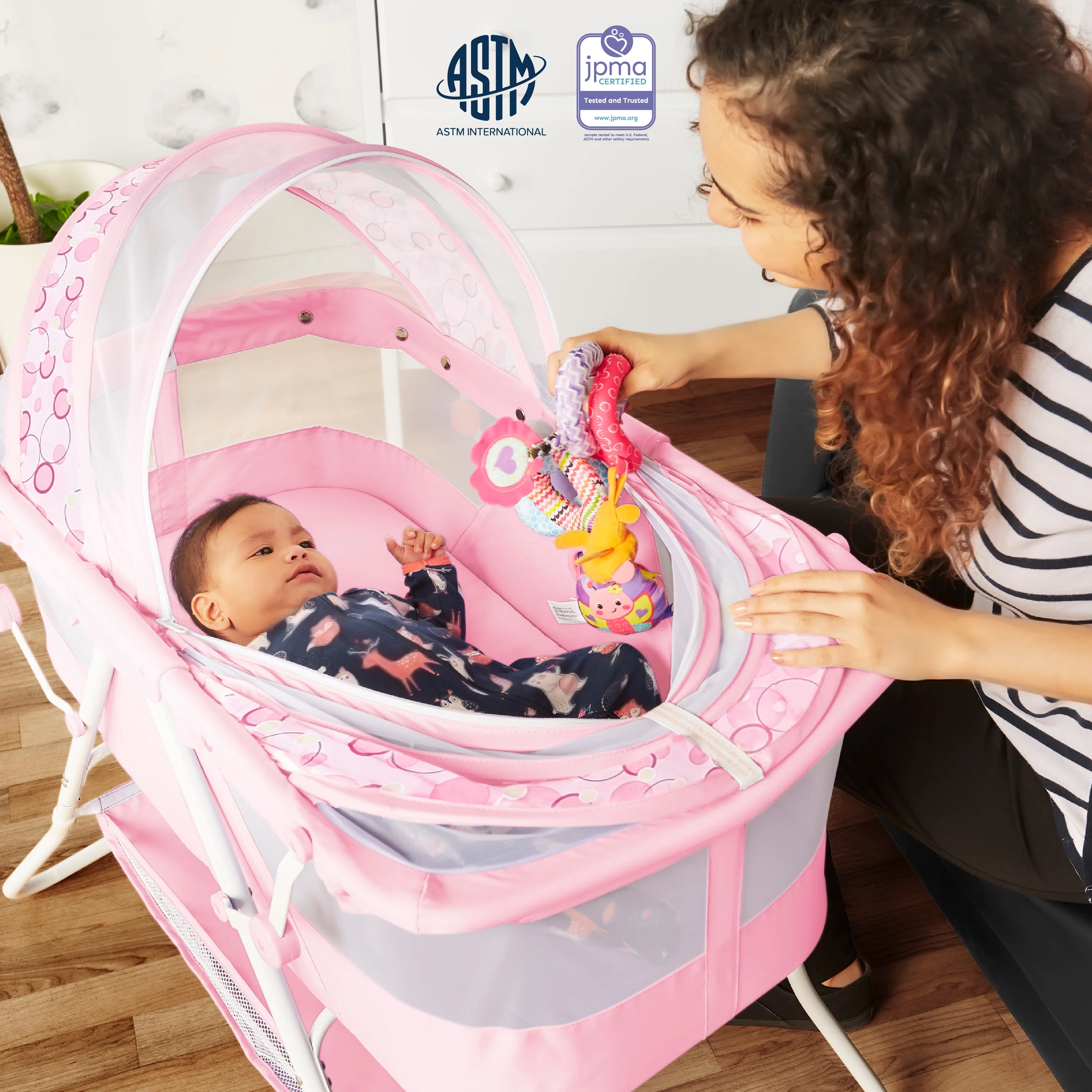 Dream On Me Karley Bassinet in Pink