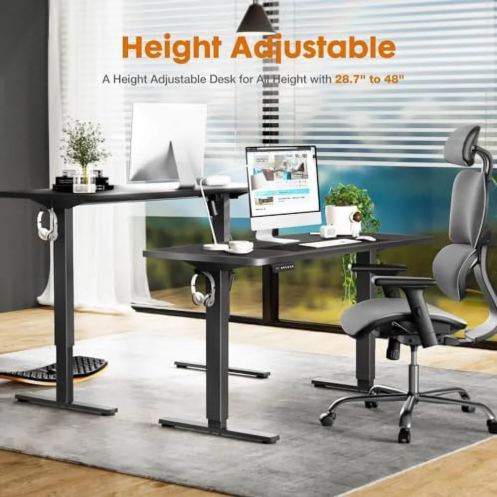 YZboomLife Electric Height Adjustable Standing Desk Sit to Stand Ergonomic Computer Desk(Black  55'' x 24" x 48''(L* W* H))