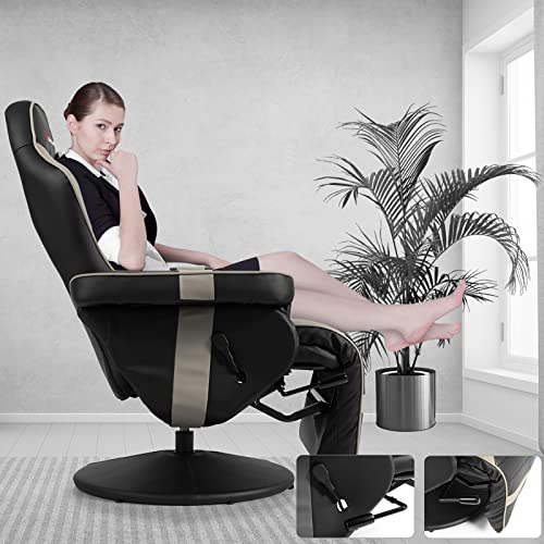 Gaming Recliner Adjustable Massage Gaming Chair with Cup Holder Footrest Ergonomic Single Sofa Living Room Home Theater Seating with Side Pouch, Blue