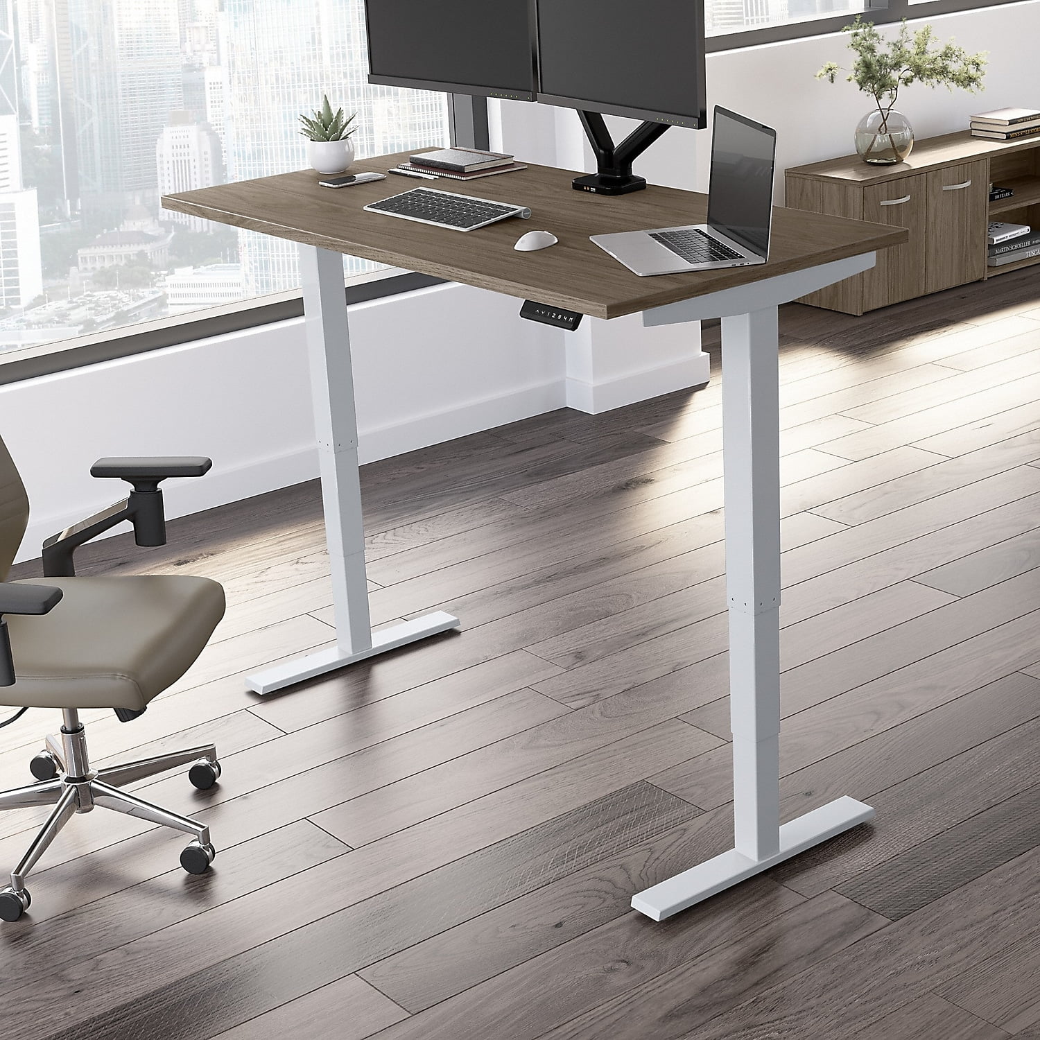 Move 40 Series 60W x 30D Adjustable Desk in Modern Hickory - Engineered Wood