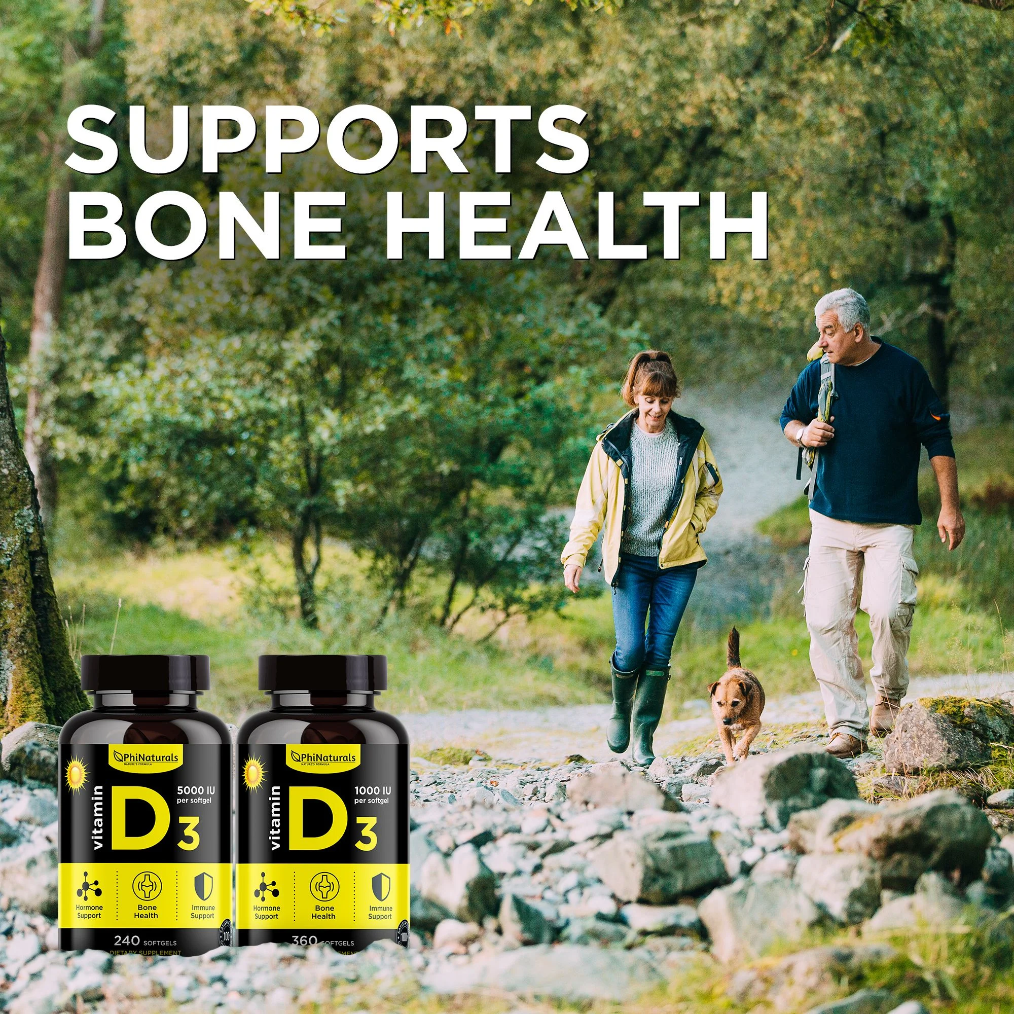 Vitamin D3 5000 IU Supplement (Pack of 2) Capsule by Phi Naturals