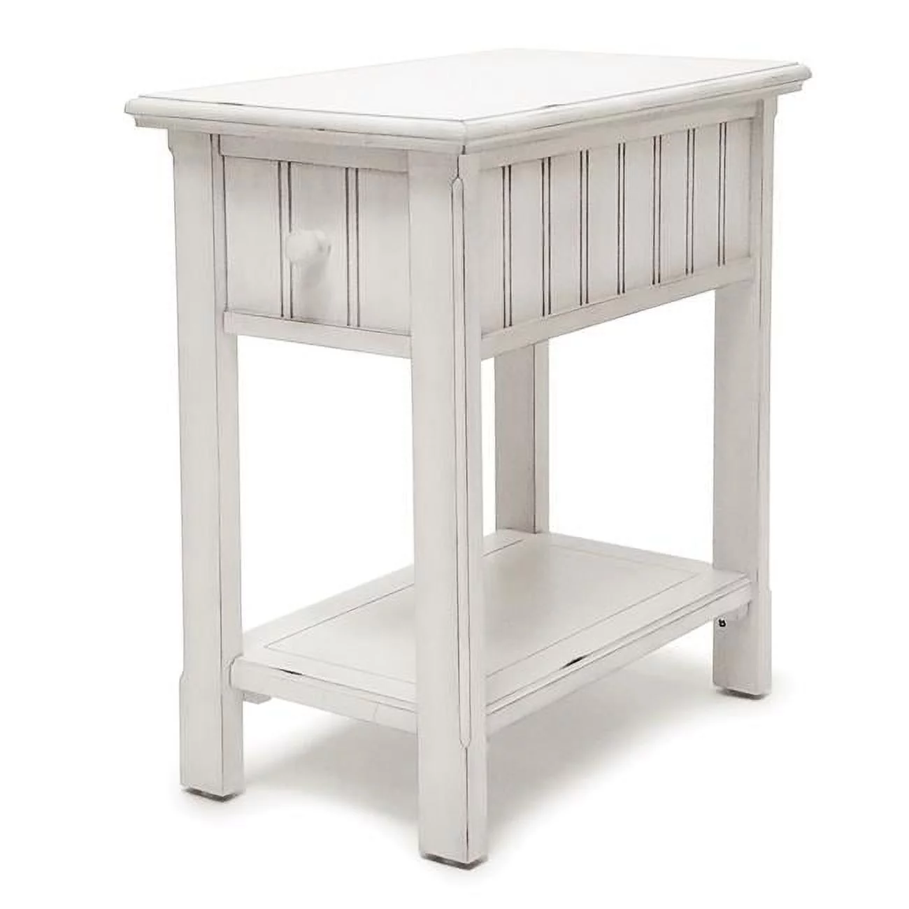 Sea Wind Florida Monaco Wood Chairside Table with Lower Shelf in White