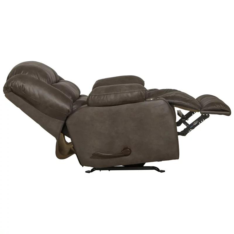 Catnapper Berkley Rocker Recliner with Dual Cupholders in Gray Polyester Fabric