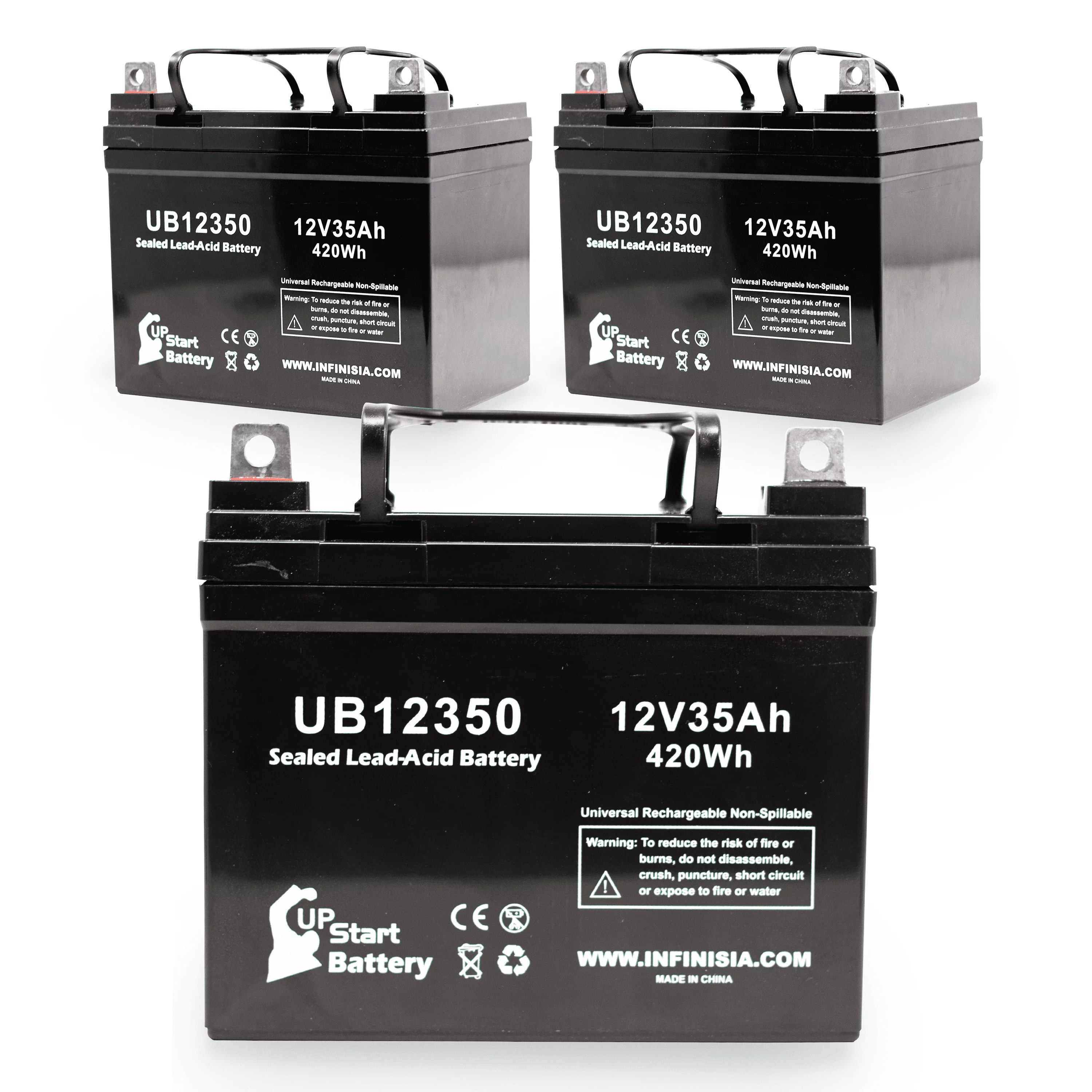3x Pack - Compatible Suntech Regent3&4(newseries) Battery - Replacement UB12350 Universal Sealed Lead Acid Battery (12V, 35Ah, 35000mAh, L1 Terminal, AGM, SLA)