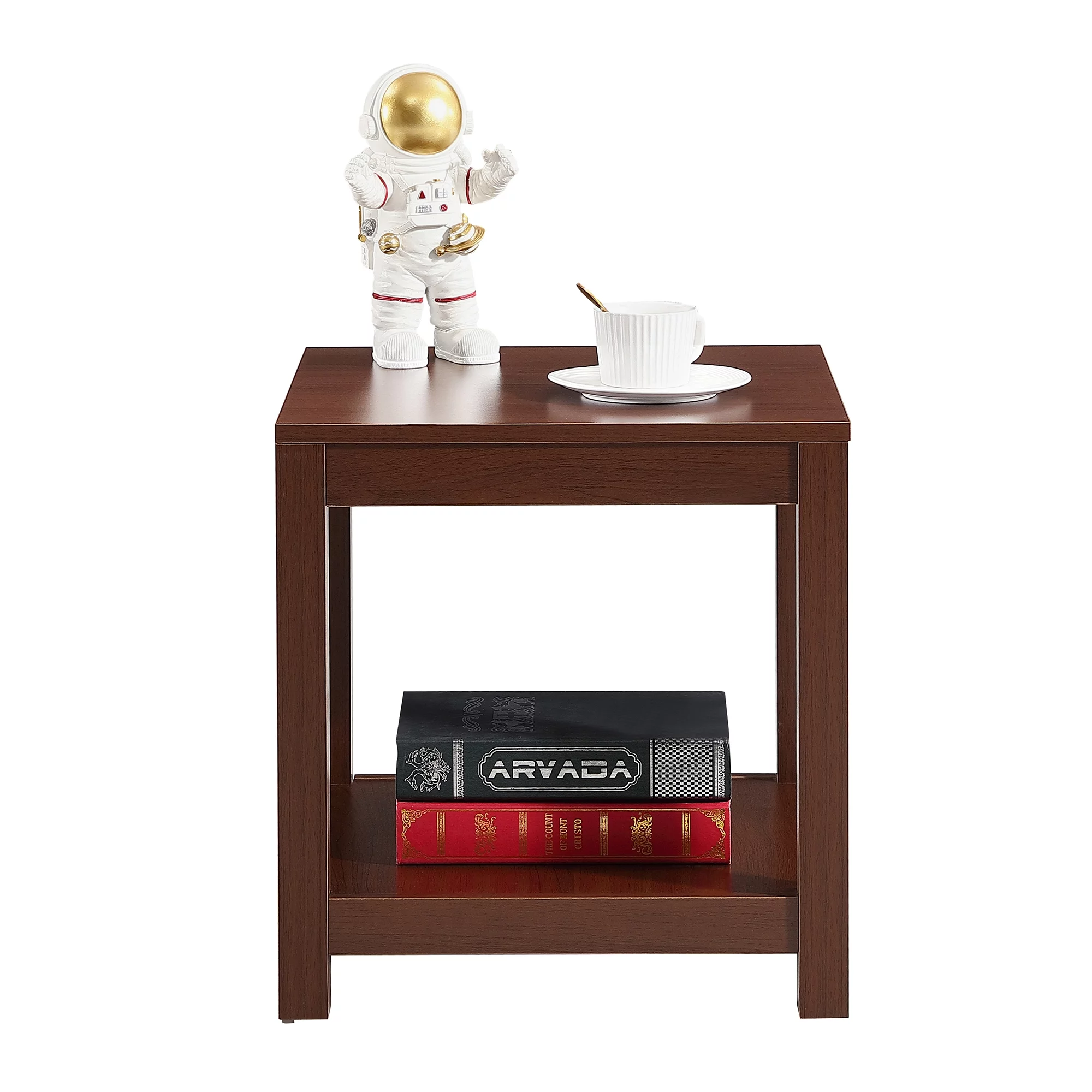 Classic brown Side Table , 2-Tier Small Space End Table&nbsp;,Modern Night Stand, Sofa table, Side Table with Storage Shelve