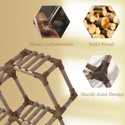 Tikea Plant Stand Indoor Hexagonal Plant Stand for Multiple Plants Indoor Outdoor Large Wooden Plant Shelf Creative DIY 6 Tiered Flowers Stand Rack for Living Room Balcony Patio Window