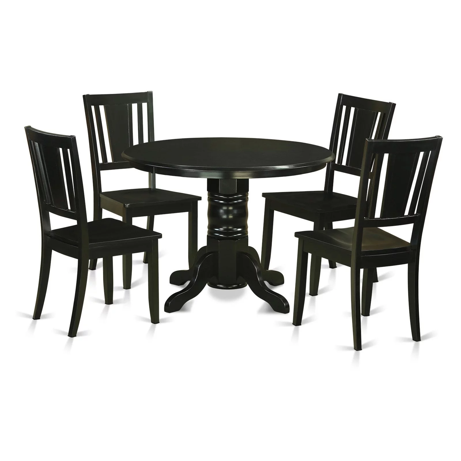 East West Furniture Shelton 5-piece Wood Dining Table and Chairs in Black
