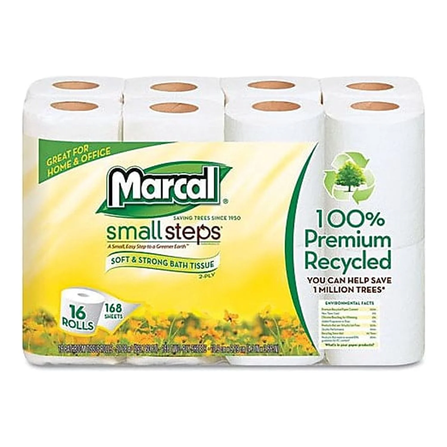 Marcal 100% Recycled Two-Ply Toilet Paper, White, 96 Rolls/Carton -MRC16466