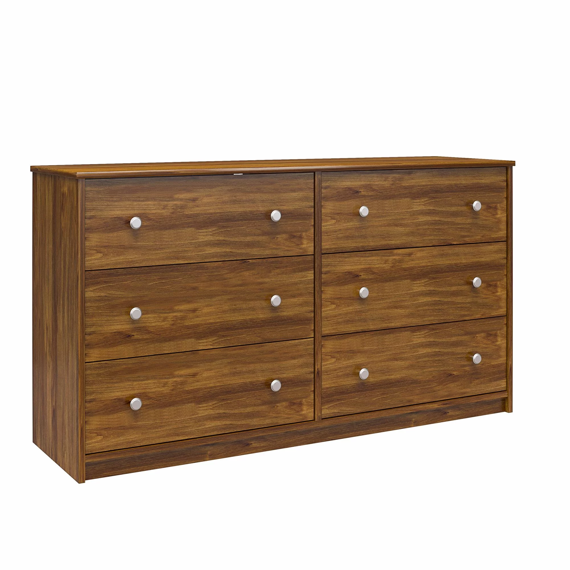 RealRooms Ellison 6 Drawer Wide Dresser, Brown Oak