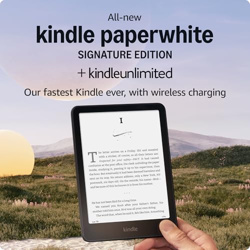 Amazon Kindle Paperwhite Signature Edition 32GB (newest model) – Our fastest Kindle with auto-adjusting front light, wireless charging, and weeks of battery life – Metallic Jade