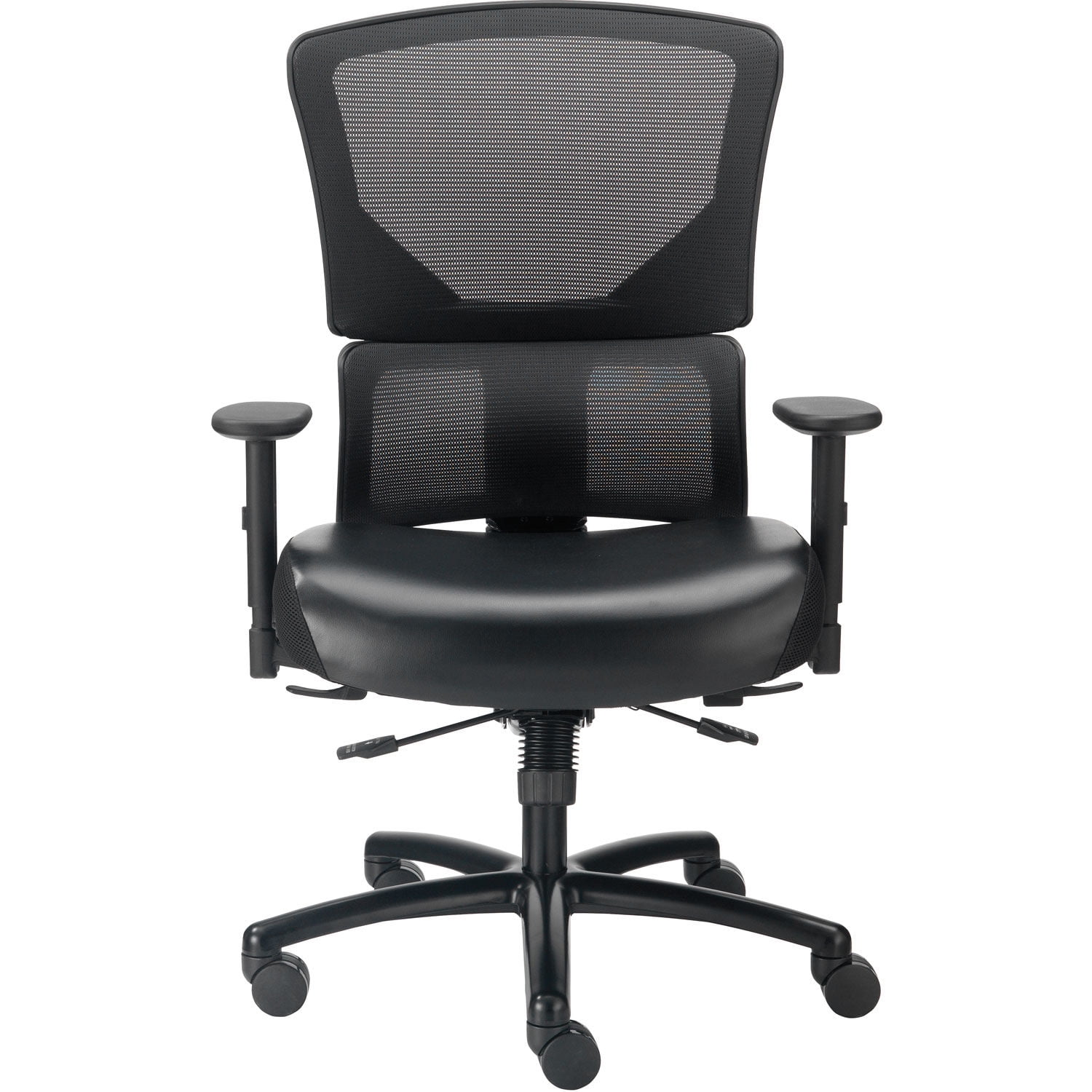 Global Industrial 695643L Interion 24 Hour Big & Tall Mesh Back Chair with Synthetic Leather - Black