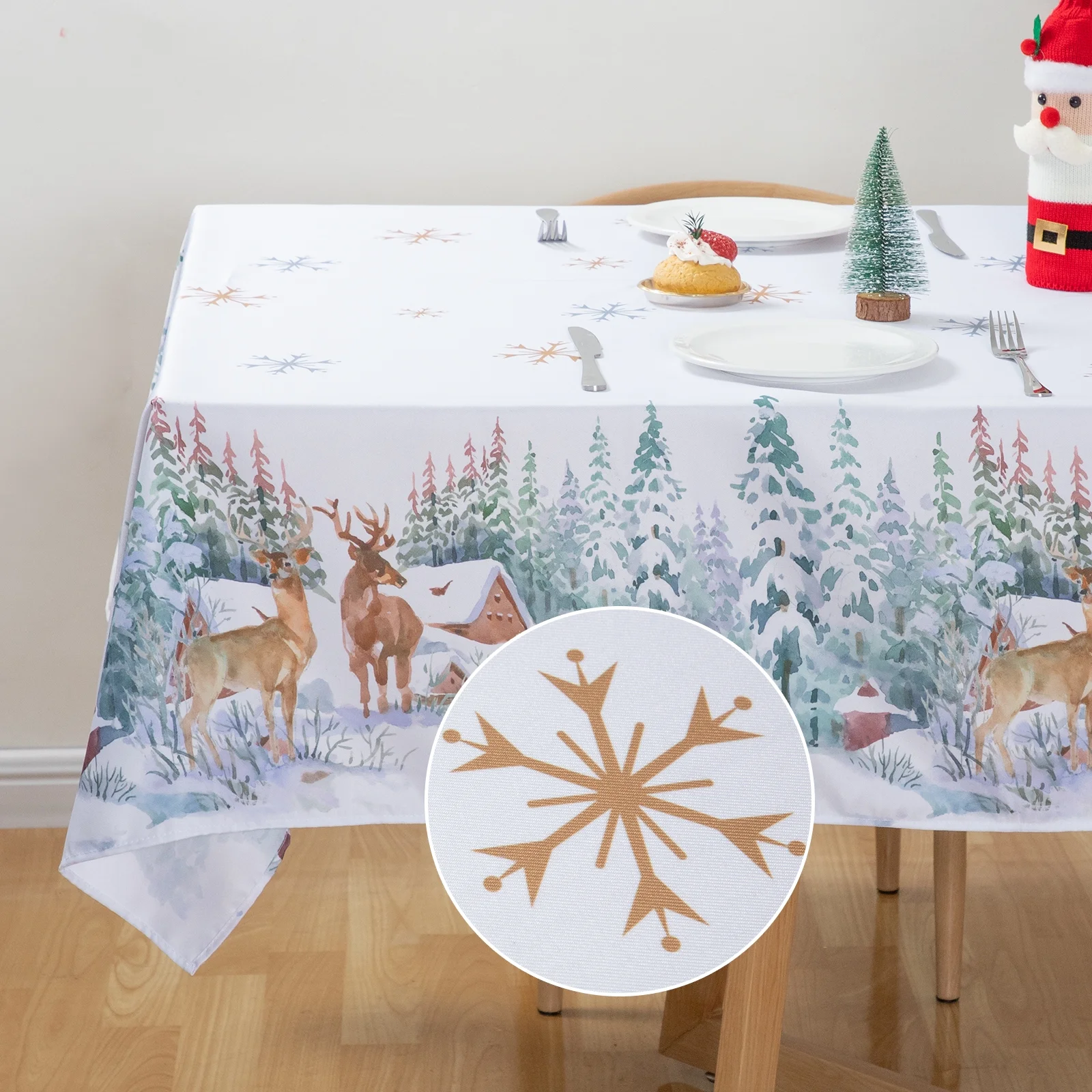 Ray Star Christmas Tablecloth Rectangle 60x102in Machine Washable Table Cloths That Does not Fade in The Wash, Thick Can not See Through Tablecloth, Polyester Table Cover