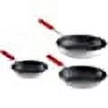 Frying Pan Set - 3 Piece Non Sticking Pan Set Cooking Pans Restaurant Equipment for Kitchen Home Hotel - 8”, 10” and 11” Nonstick Skillet - Red