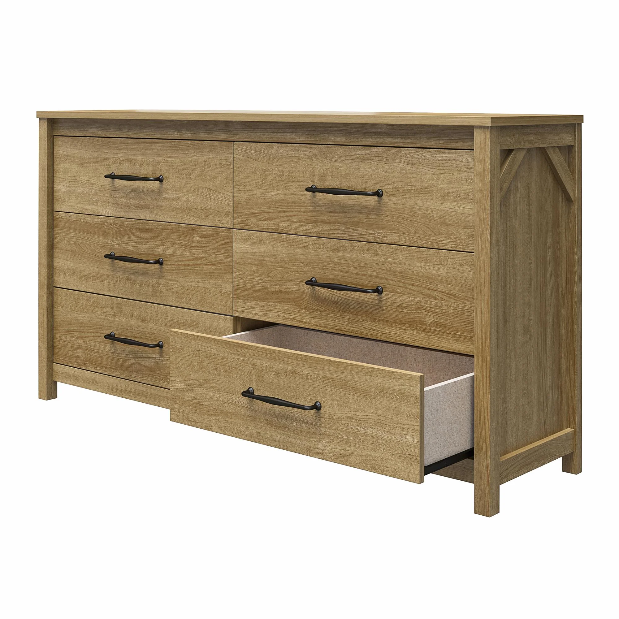 Augusta 6 Drawer Wide Dresser with Easy SwitchLock™ Assembly, Natural