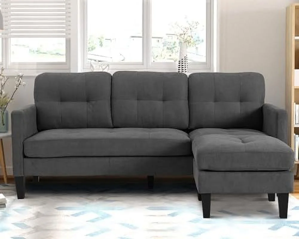 RUNFAYBIU Convertible Sectional Sofa Couch  L Shaped Couch with Reversible Chaise  3-Seat Sofa Sectional for Living Room and Small Space(Grey)