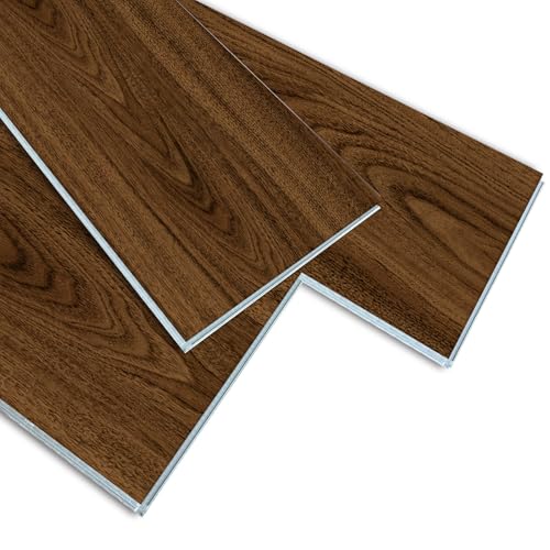 Interlocking Luxury Vinyl Flooring, Wood-Look Planks, Easy Click Lock for DIY Installation, SPC Rigid Core, Waterproof, Scratch Resistant, Noise Reduction, 21.4 Sq.Feet (Hickory 10 Planks)