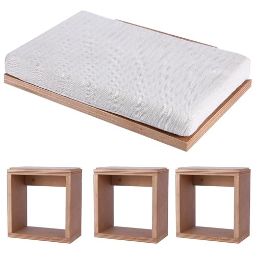 Cat Wall Furniture - Set of 4 Shelves Steps and Floating Mounted Bed, Wall Tree and Platform Walkways for Large Climber Cats. for cat nap, obstacle course indoor, and room accessories