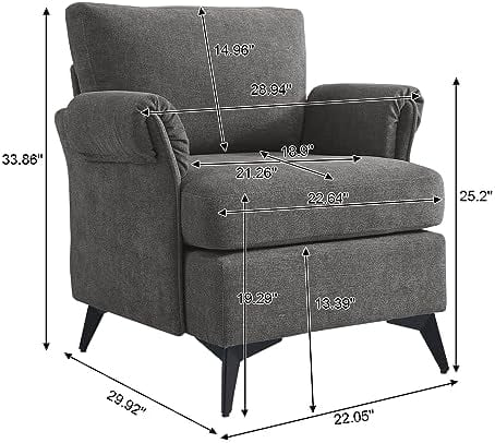 HJZBNONE Accent Chairs  Small Single Seat Sofa with Linen Fabric Upholstery  Metal Legs. Armchair for Small Spaces Like Bedroom  Office  Reception Area  and Entryway. (Mocha)
