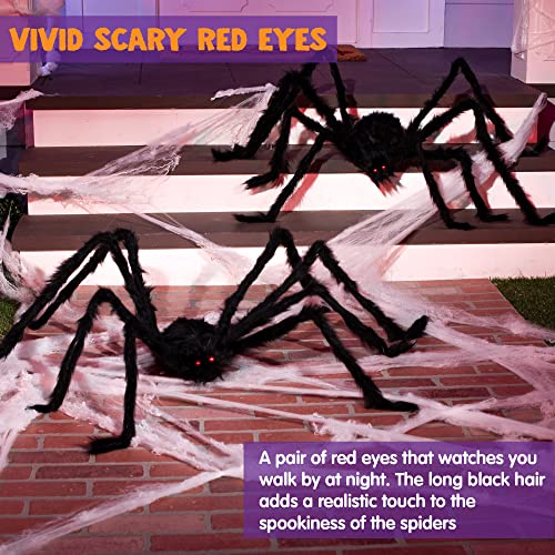 JOYIN 4 Packs Halloween Outdoor Decorations Spider Set, Scary Large Spiders for Halloween Decor Outside, Indoor Party Decor Haunted House Prop, Yard Lawn Garden Decoration, Black (60