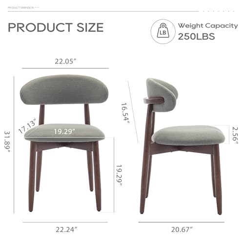 COLAMY Wooden Dining Chairs Set of 4, Modern Fabric Upholstered Dining Room Chair, Farmhouse Kitchen Chairs with Foot Pegs, Green