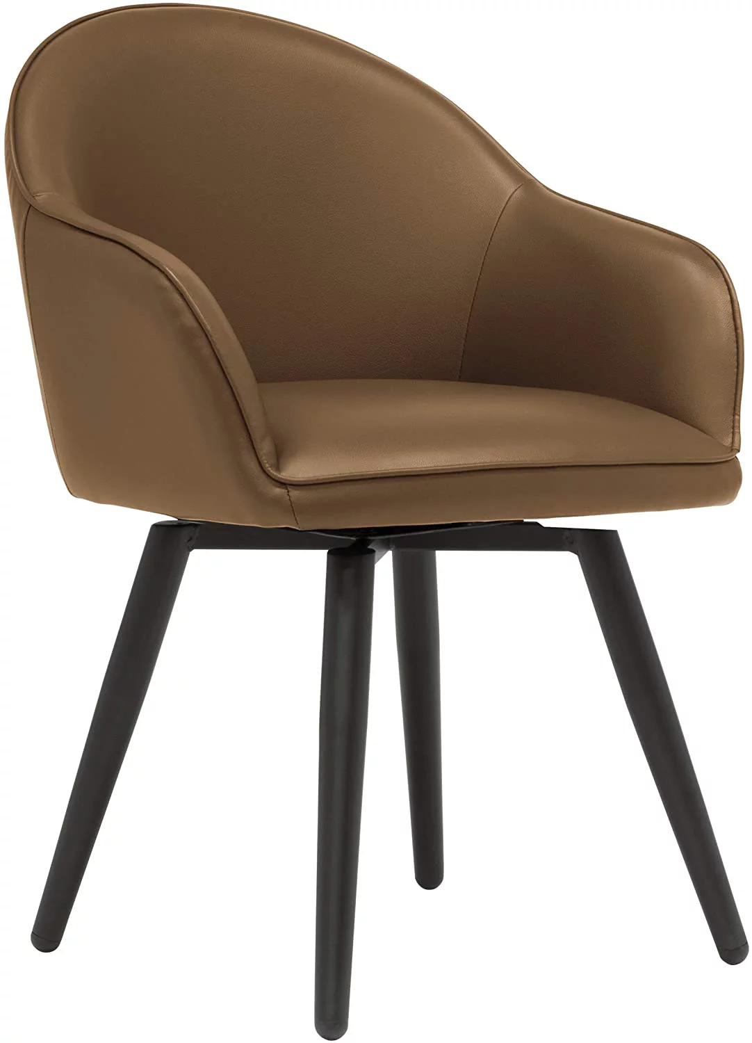 Studio Designs Home Dome Swivel Dining / Office Chair with Arms Caramel Brown Blended Leahter with Metal Legs