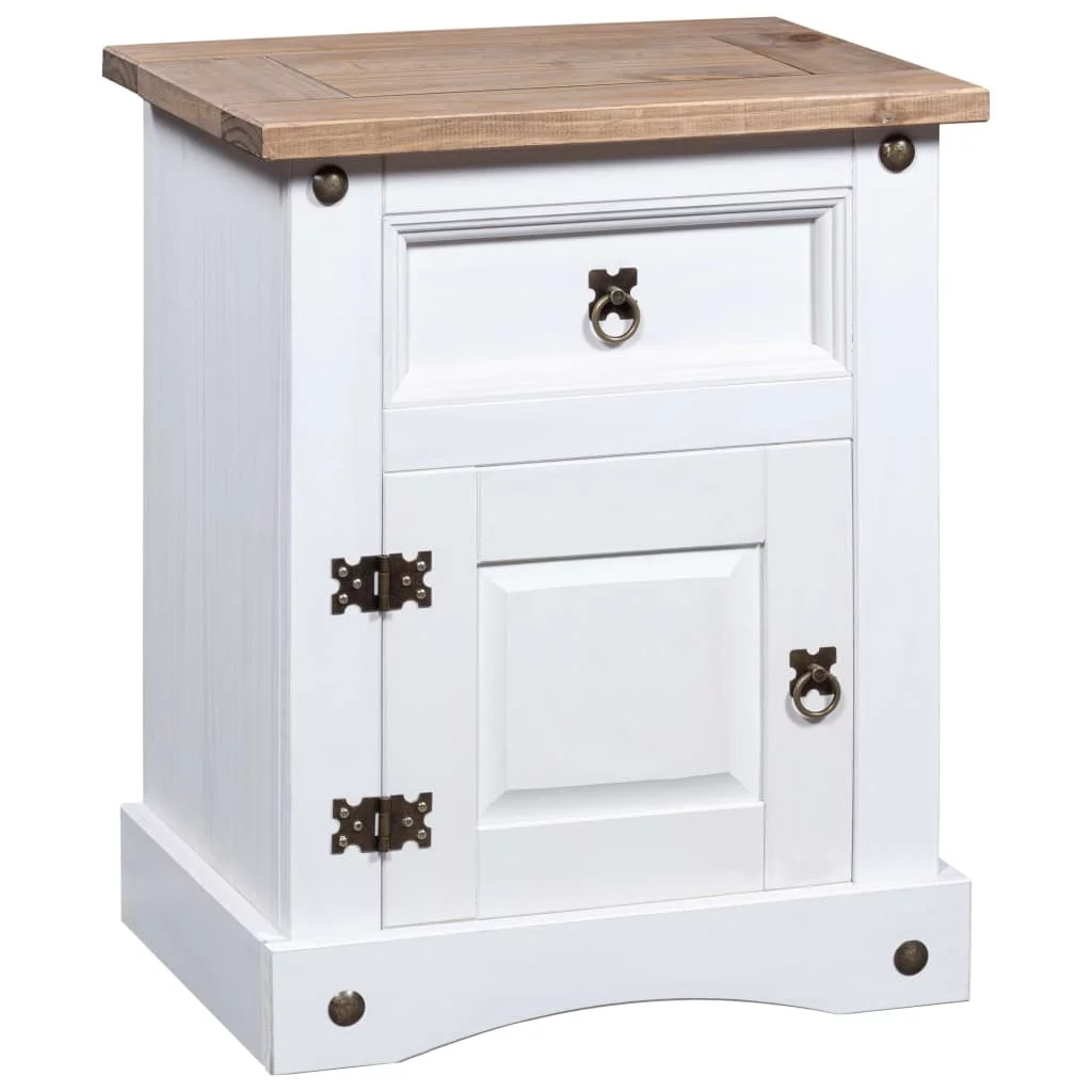 Htovila Bedside Cabinet Mexican Pine Corona White 20.9