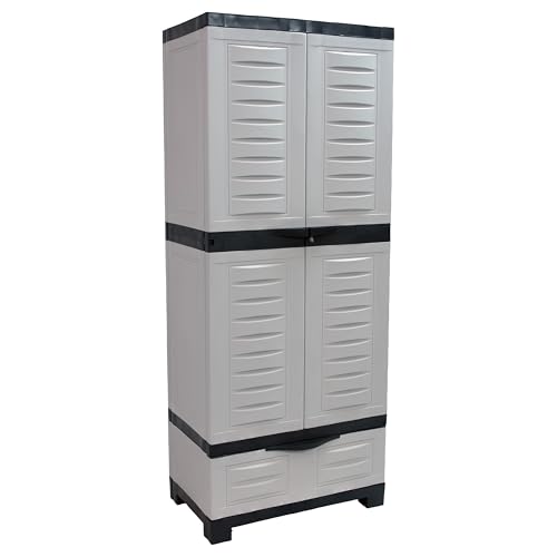 Sunnydaze Lockable Storage Cabinet – Indoor or Outdoor Utility Storage Cabinet with 3 Adjustable Shelves - 57.5