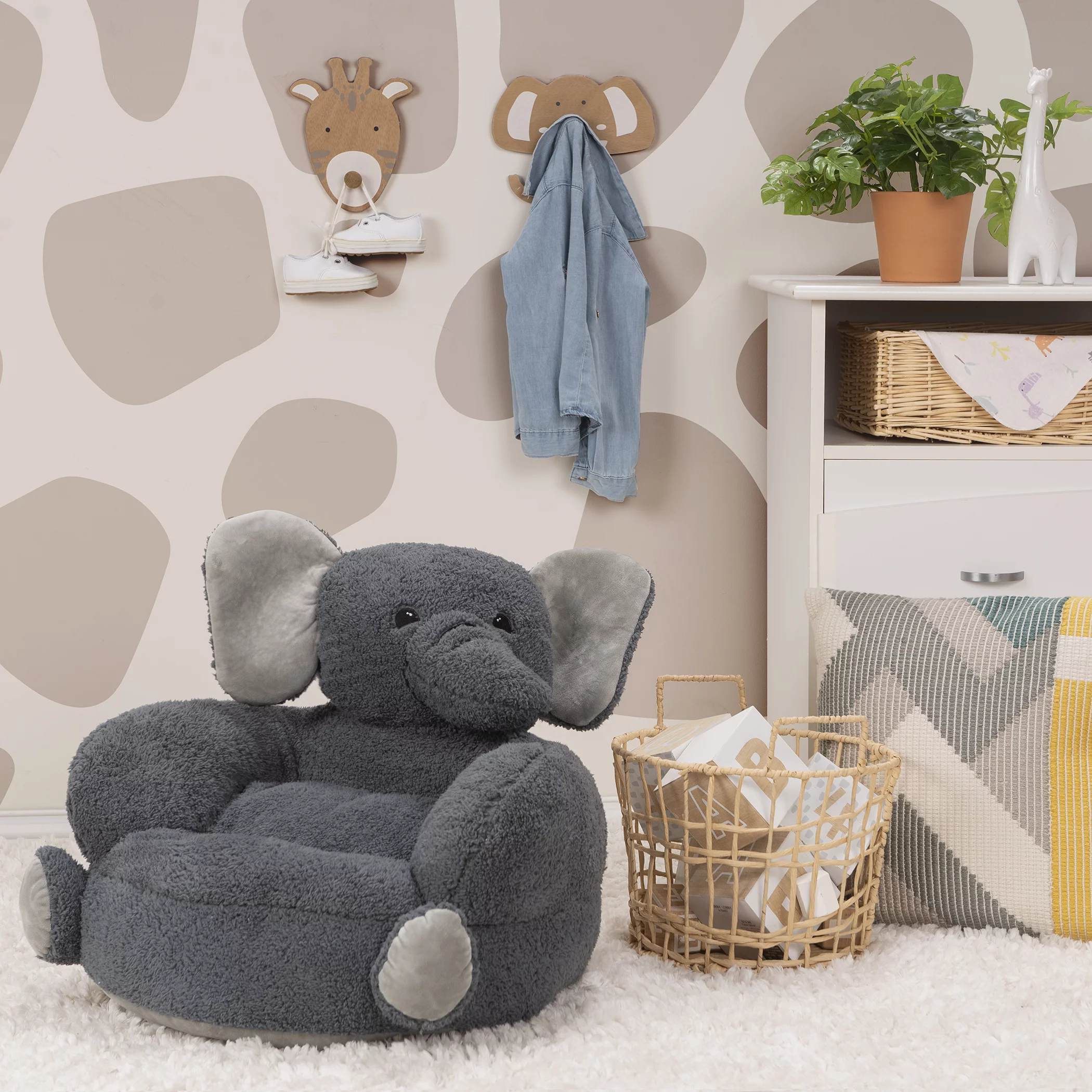Trend Lab Toddler Plush Gray Elephant Lounge Character Chair