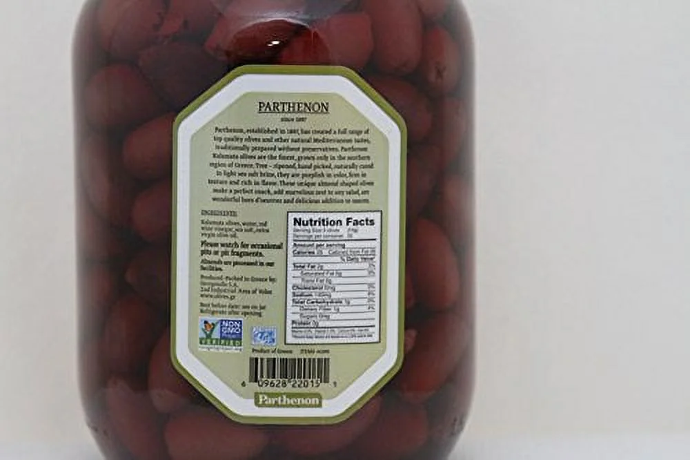 Parthenon Pitted Kalamata Olives In With Red Wine Vinegar & Extra Olive Oil , 2- 53 Oz Pack
