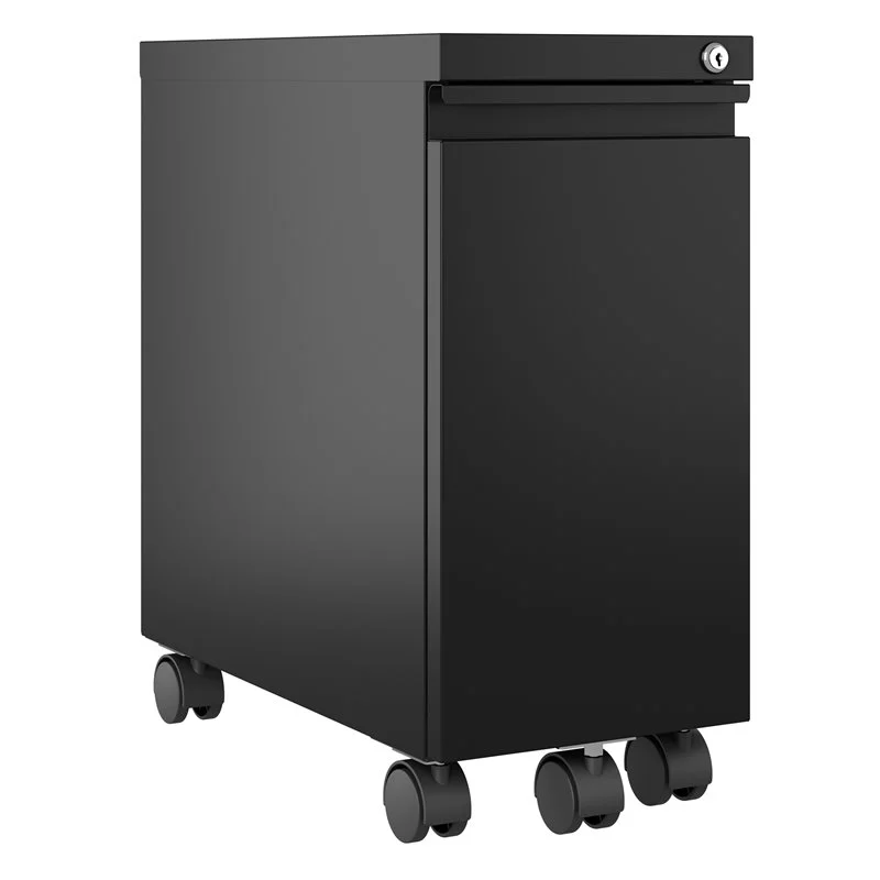 Home Square 2 Piece Mobile Filing Cabinet Set with 2 Hidden Drawer in Black