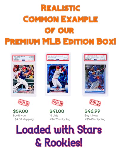 Three Graded Baseball Cards Gift Box: MLB Edition │Three Premium PSA/BGS Graded 10, 9.5 or 9 Cards │Potential Rookie Autographs & Numbered RC Refractors│Gift for Baseball Fans│by Slabs of Heat