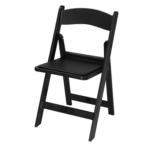 Resin Stackable Folding Chairs,Plastic Foldable Chair with Padded Seats,Indoor/Outdoor Folding Chairs for Events,280 lbs Weight Capacity (Black, 1 Pack)