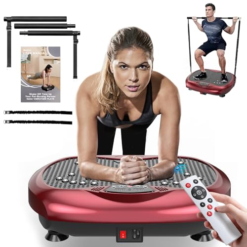 Vibration Plate Exercise Machine - Whole Body Workout Vibration Platform Lymphatic Drainage Machine for Weight Loss Home Fitness with Resistance Bands Remote
